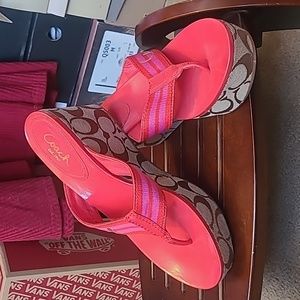 Coach pink & red platform flip-flops